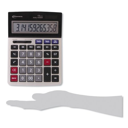 Innovera 15975 Large Display Calculator, Dual Power, 12-Digit LCD Display IVR15975